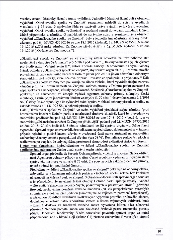 Rozhodnutí MUZ 20.1.2016 - 010