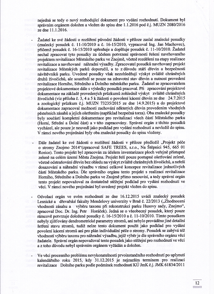 Rozhodnutí MUZ 20.1.2016 - 012