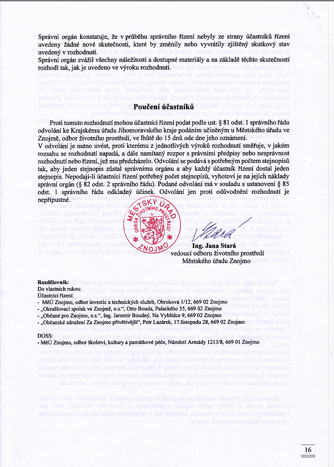 Rozhodnutí MUZ 20.1.2016 - 016