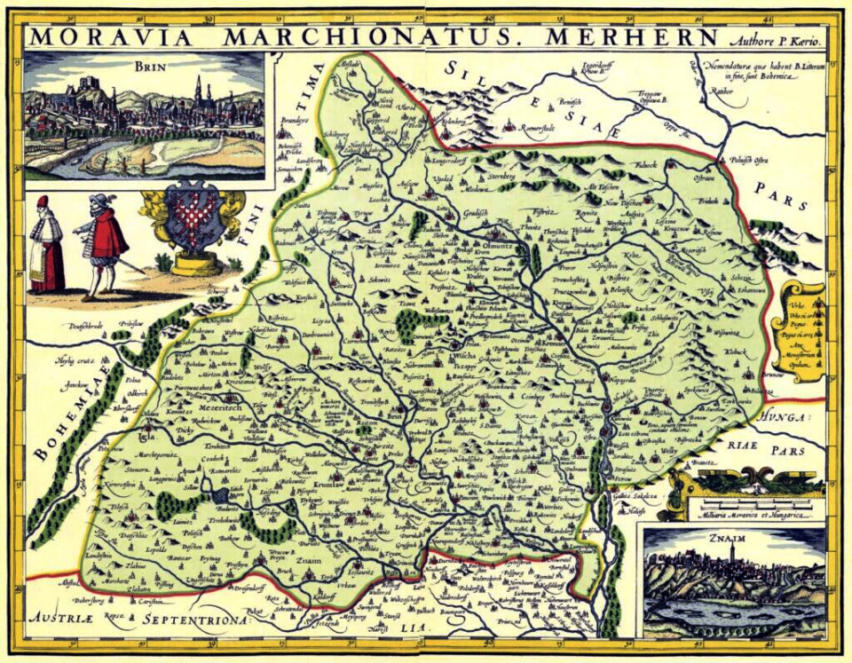 Kaeriova mapa Moravy -  1625
