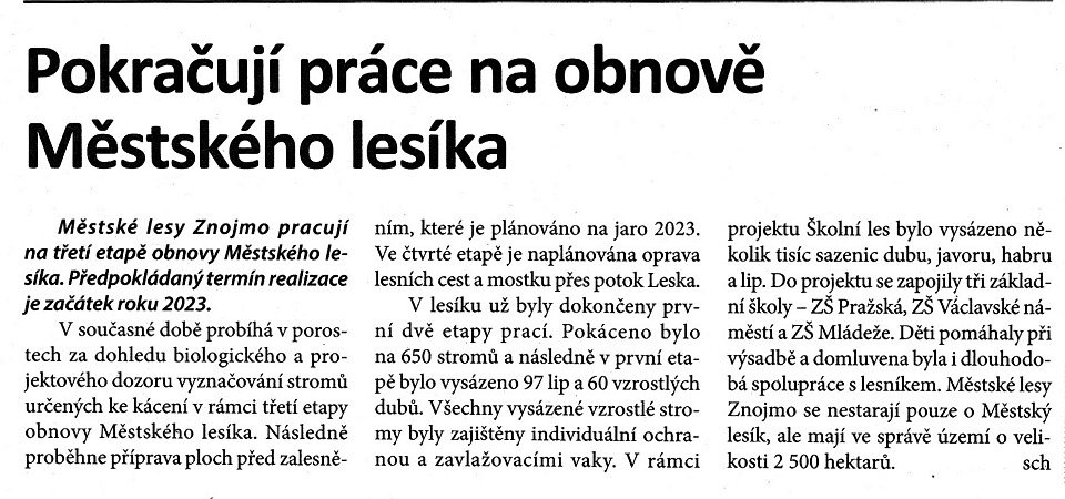 obnova - mstský lesík - 2022