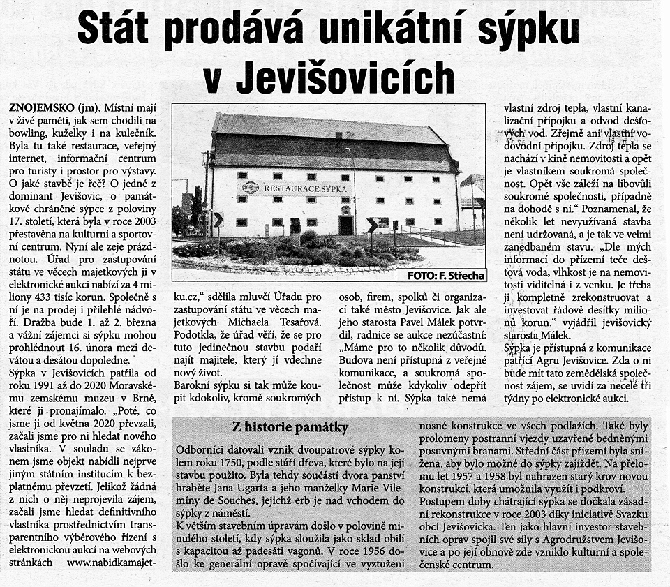 Jevišovice sýpka - prodej