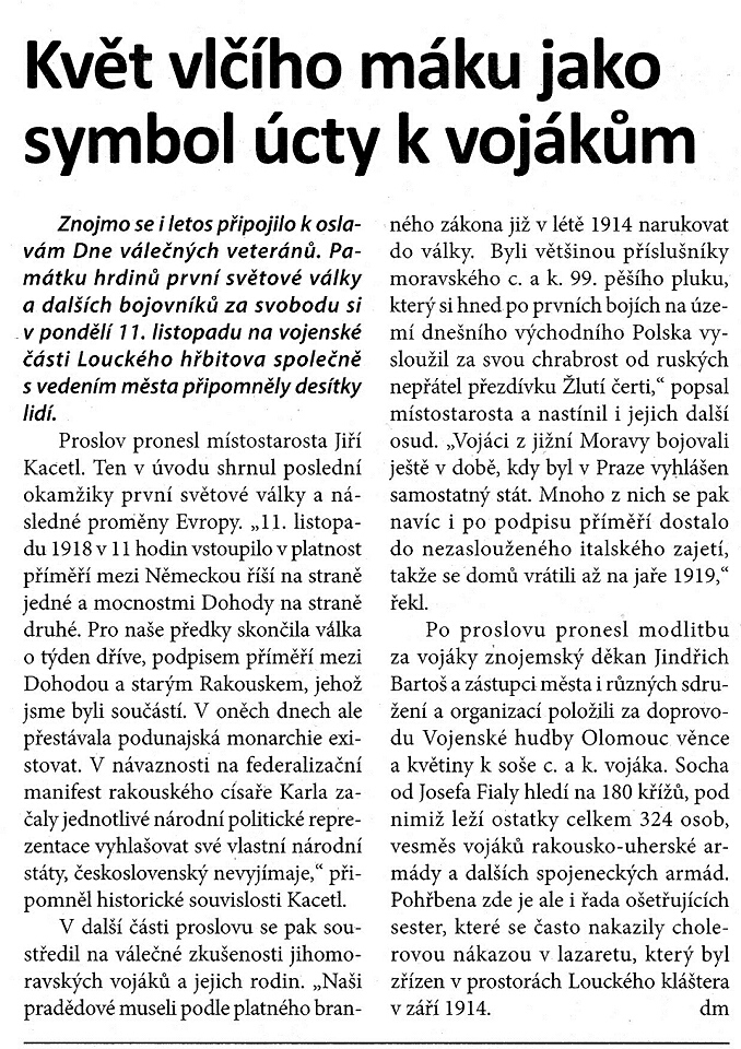 Vzpomínka na válené veterány - vlí mák