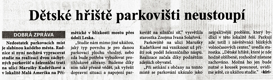 Dtské hišt versus parkovišt