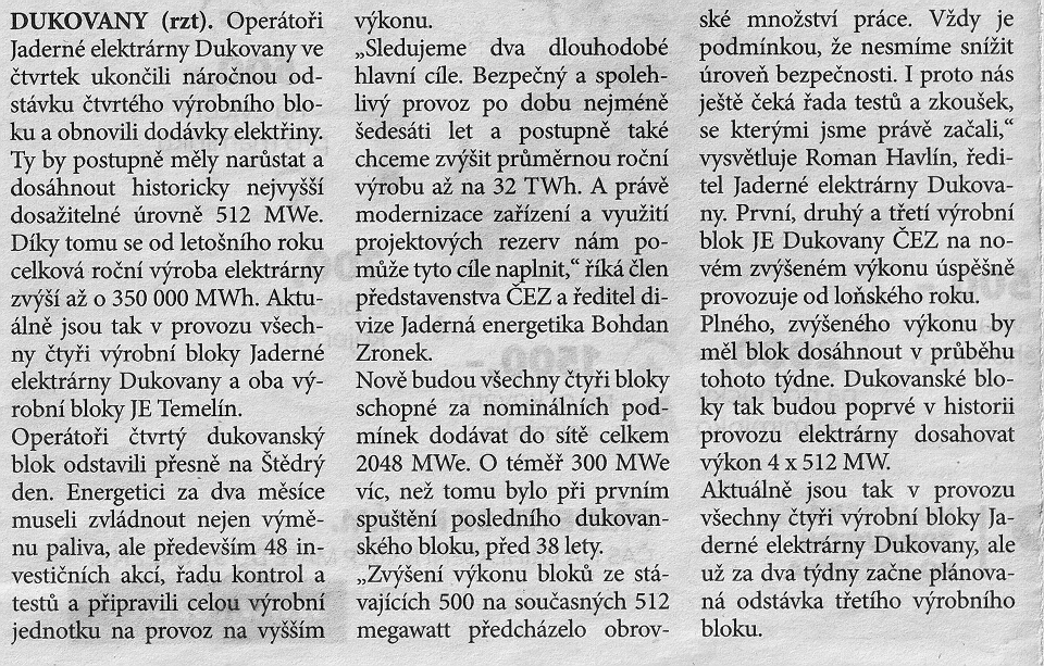 dukovany po odstavce