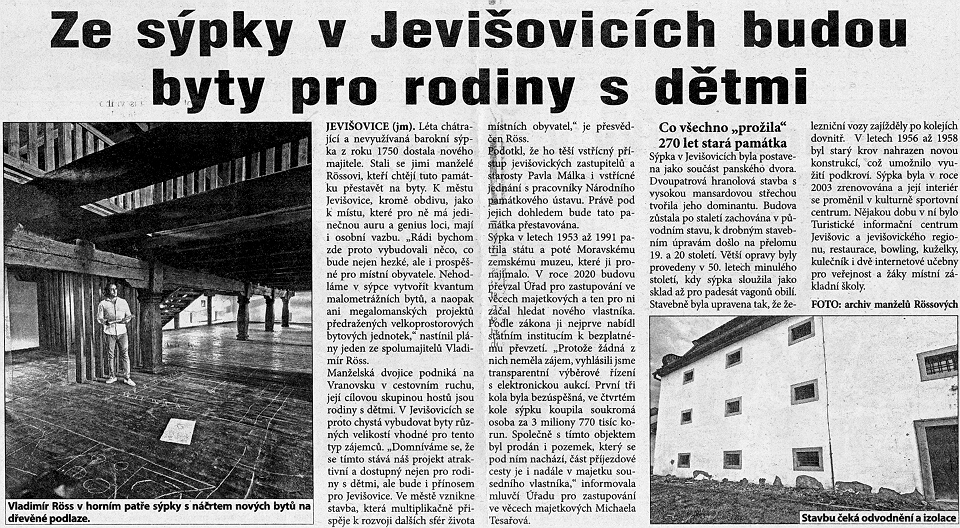 Jevišovice sýpka - byty