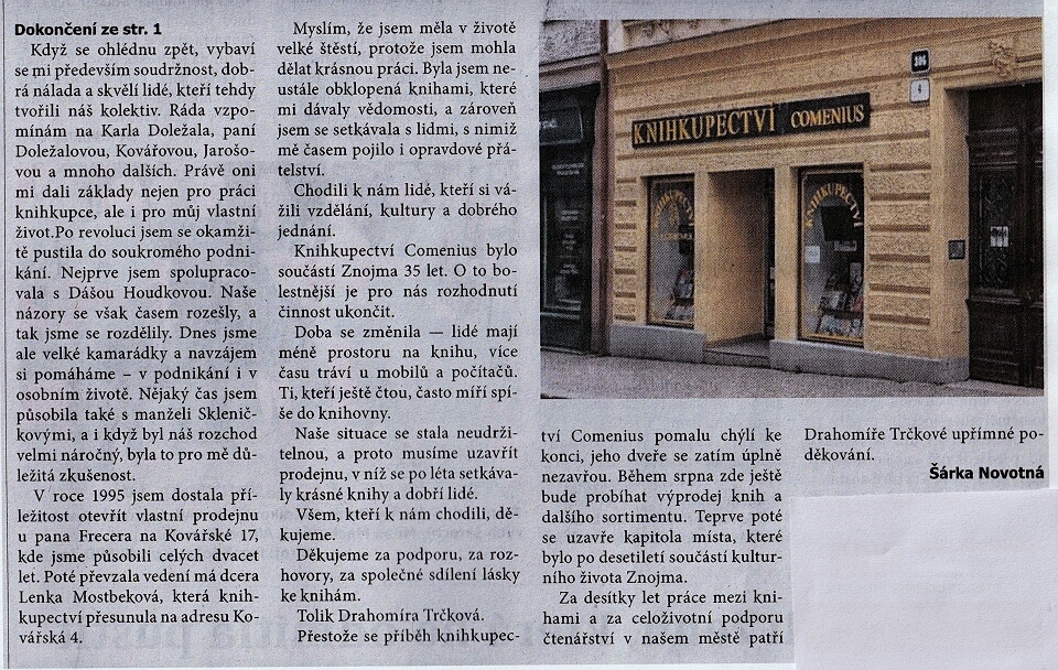 knihkupectv&iacute; Comenius