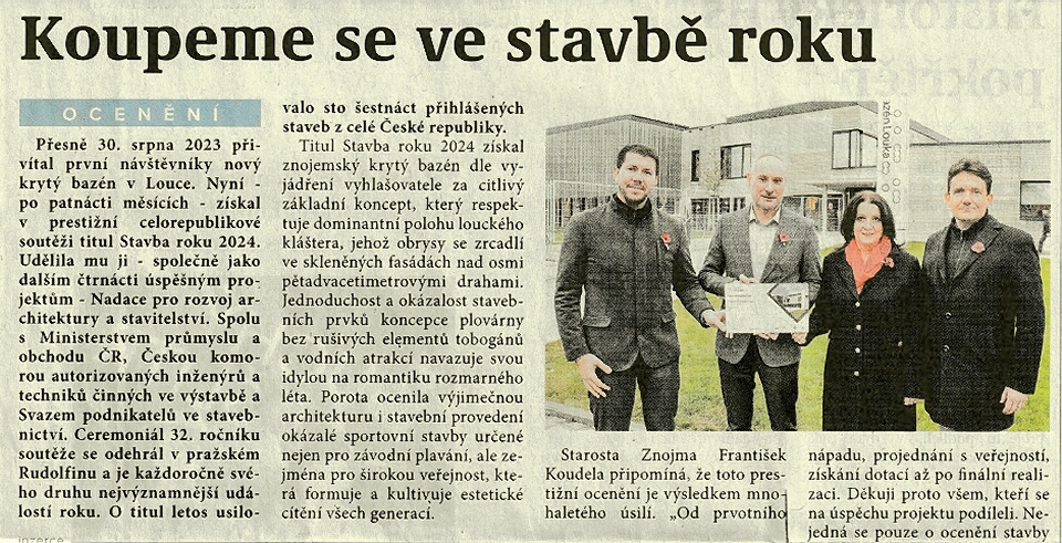 bazén - stavba roku