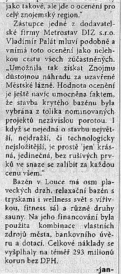 bazén - stavba roku
