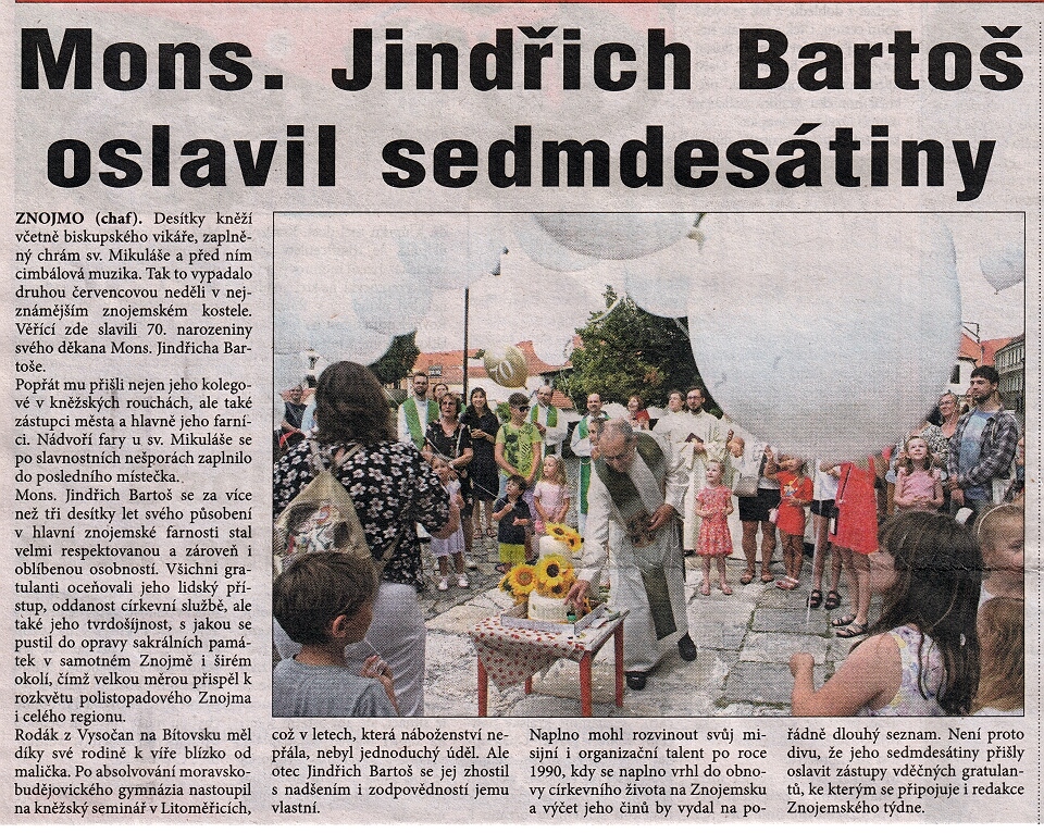 mons. Bartoš -70 let