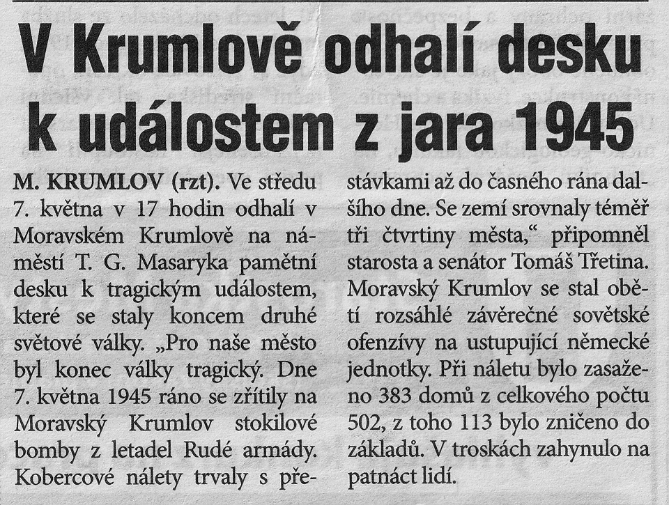 Mor. Krumlov - pamtní deska