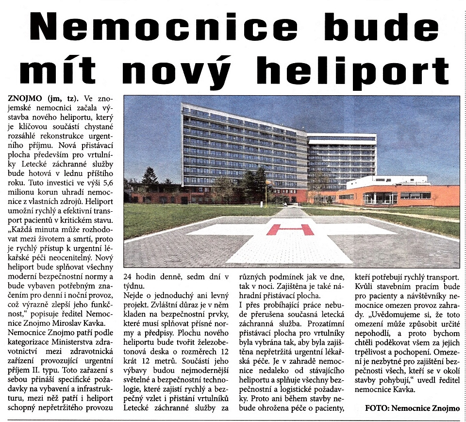 nemocnice nový heliport
