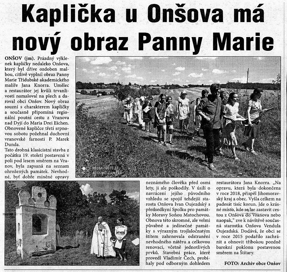 Onšovská kaplika -- 2023