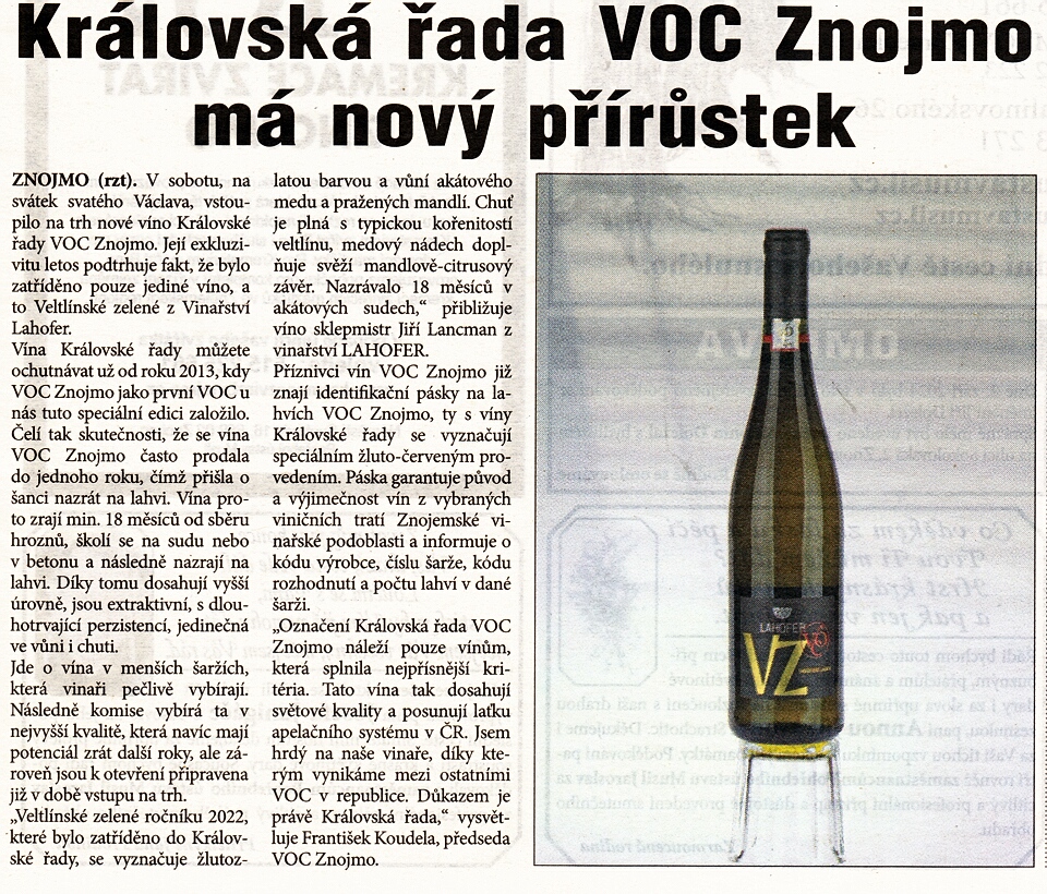 voc -  víno, královská ada