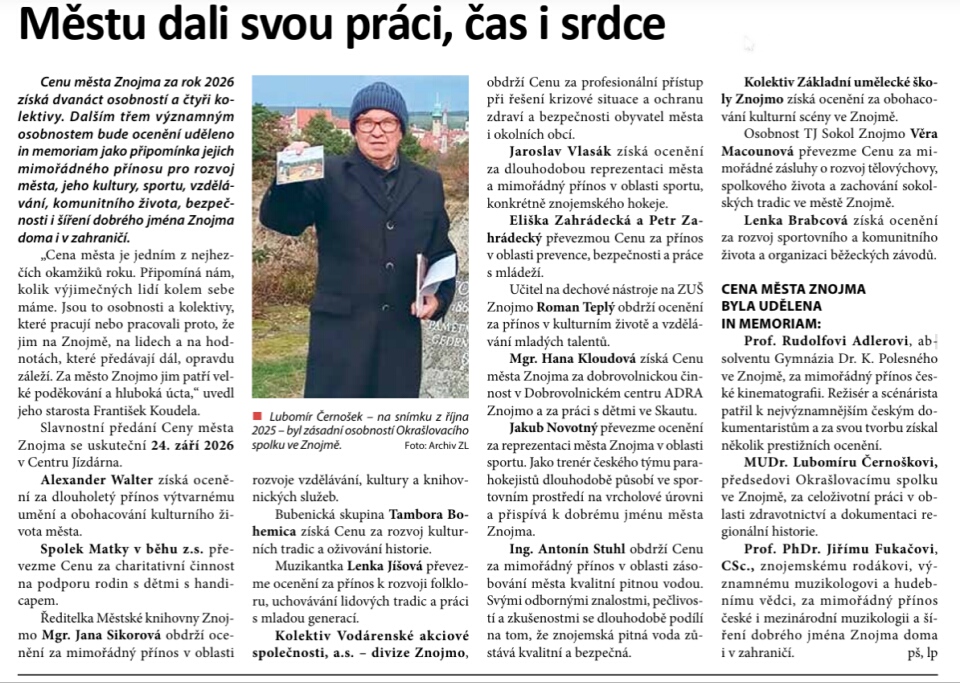 Ceny Znojma - 2026